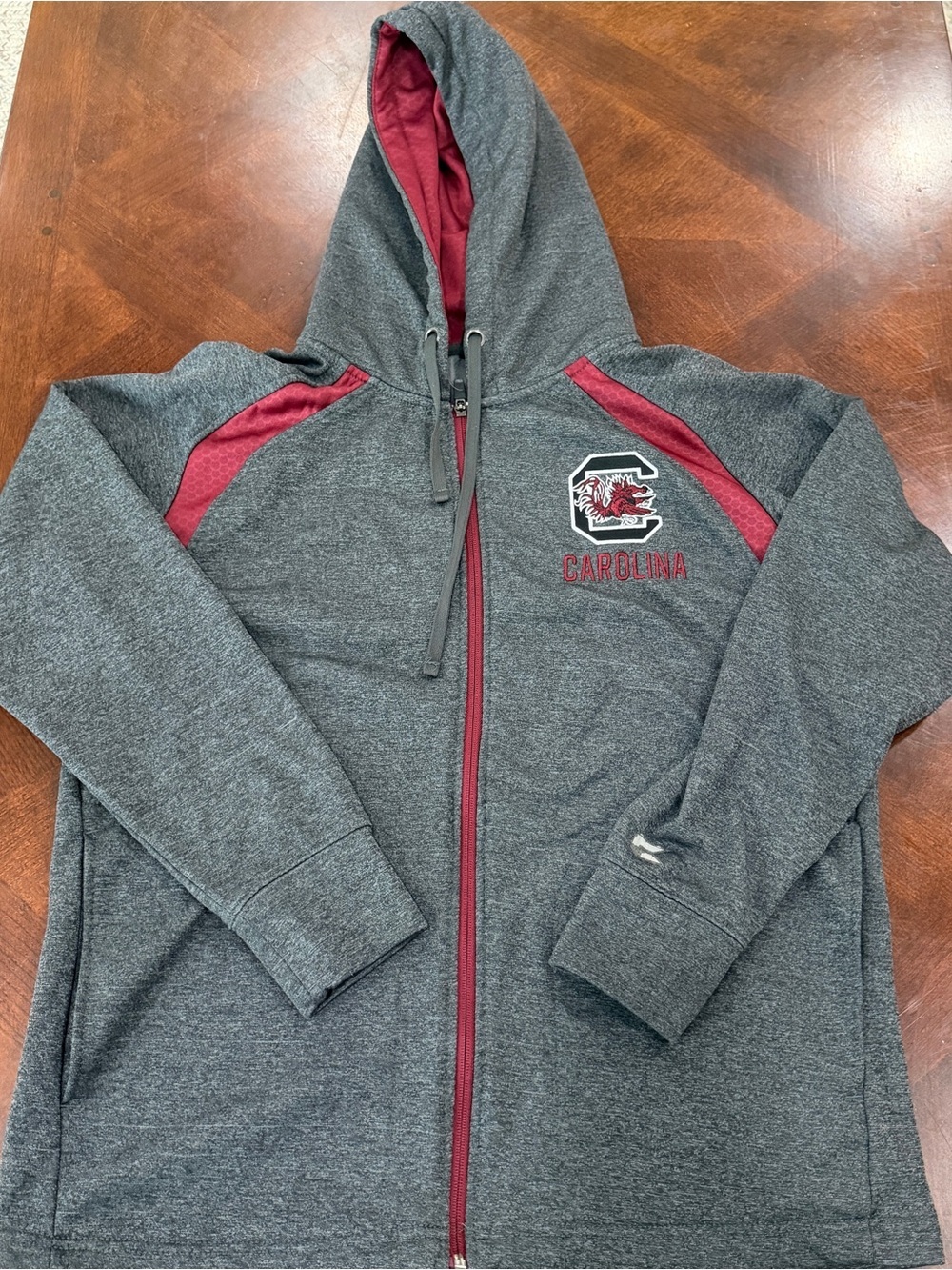Colosseum University of South Carolina Gray & Garnet Full-Zip Hooded Jacket Sz S